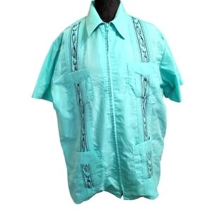 Haband Guatavera Turquoise Short Sleeve Large Shirt with Embroidery